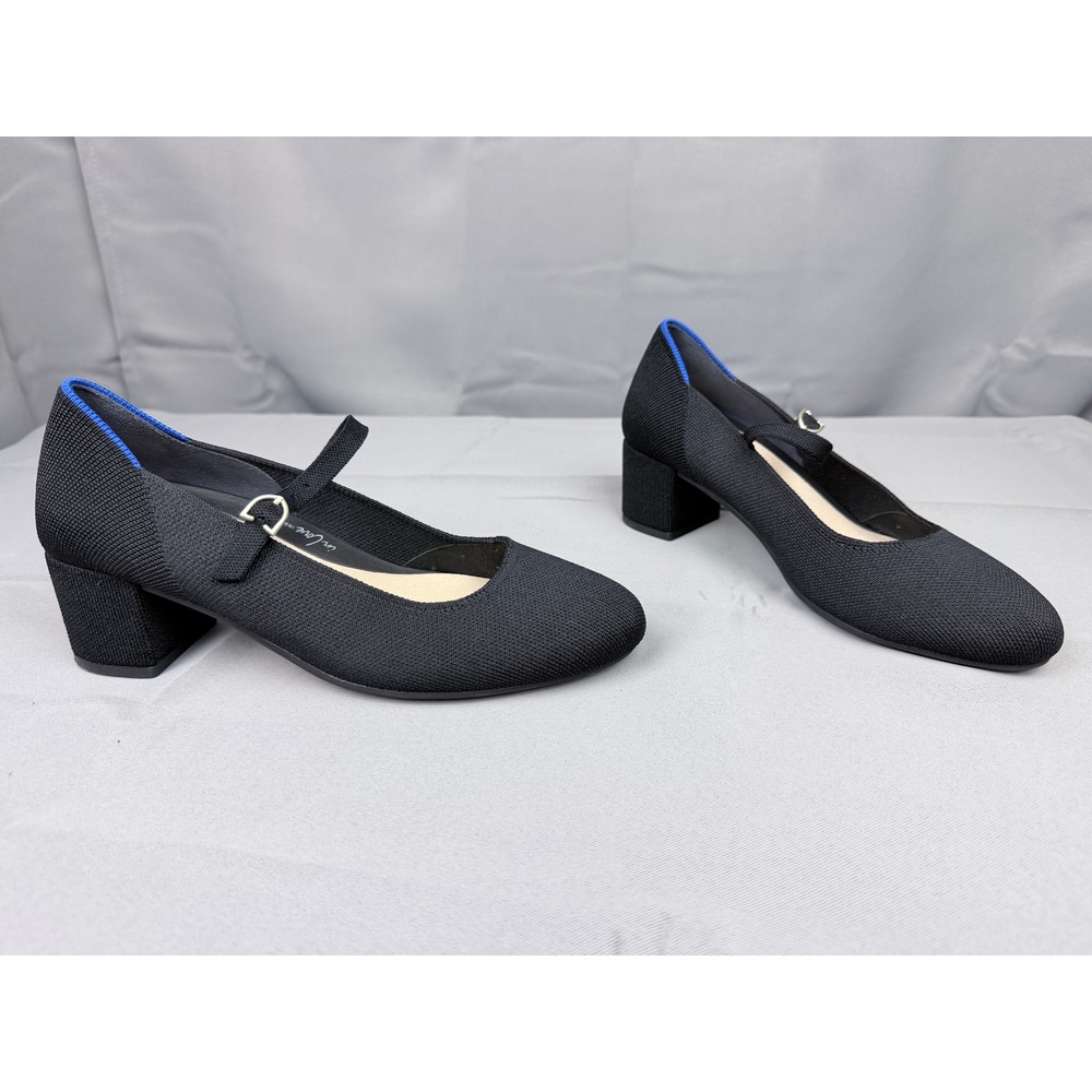 Rothys The Mary Jane Block Heel Black Solid Knit Shoes W8.5 223-001 - Picture 5 of 11